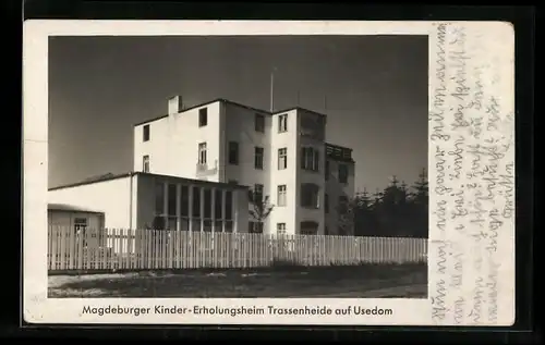 AK Trassenheide /Usedom, Magdeburger Kinder-Erholungsheim Trassenheide