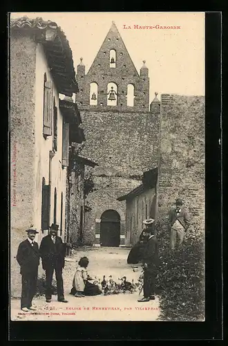 AK Renneville, Vue sur Eglise