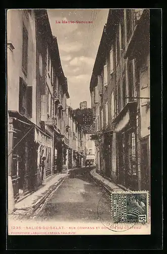 AK Salies-du-Salat, Rue compans et donjon du chateau
