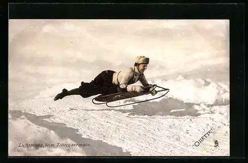 AK Luftsprung beim Tobogganrennen mit Schlitten