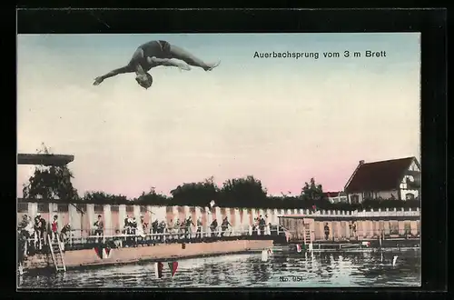 AK Person beim Wassersport, Auerbachsprung vom 3 m Brett