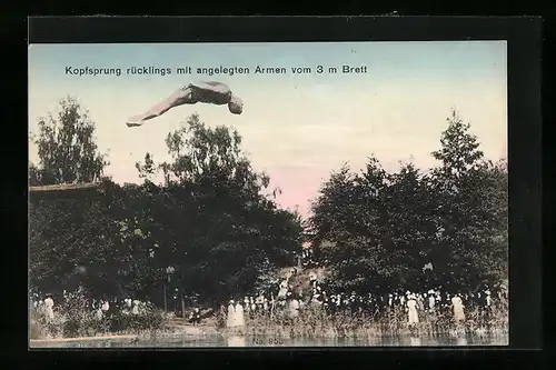 AK Kopfsprung rücklings mit angelegten Armen im Wassersport