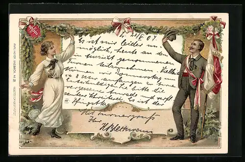 AK Dame grüsst Gewinner vom Turnen