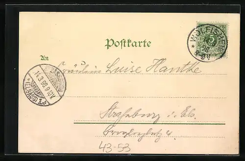 Lithographie Mann und Frau in Trachten beim Volkstanz