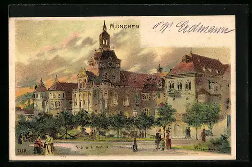 Künstler-AK Theodor Guggenberger: München, Strassenpartie am Nationalmuseum