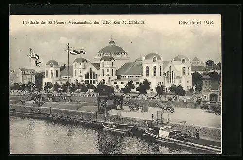 AK Düsseldorf, Festhalle der 55. General-Versammlung der Katholiken Deutschlands 1908