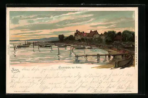 Künstler-AK Carl Biese: Ellerbek bei Kiel, Abendsonne über dem Meer