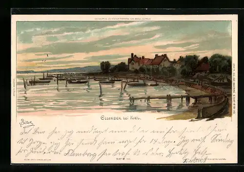 Künstler-AK Carl Biese: Ellerbek bei Kiel, Abendsonne über dem Meer