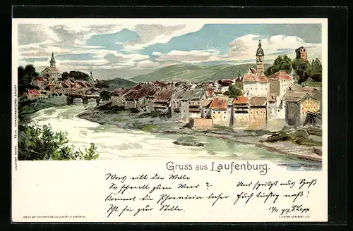 Künstler-AK C.Biese: Laufenburg, Panorama