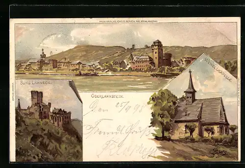 Künstler-AK Carl Biese: Oberlahnstein, Burg Lahneck, Wenzelkapelle