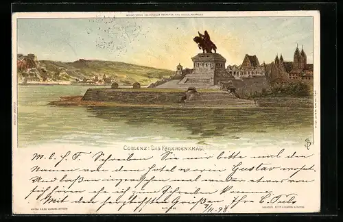 Künstler-AK Carl Biese: Koblenz, Das Kaiserdenkmal