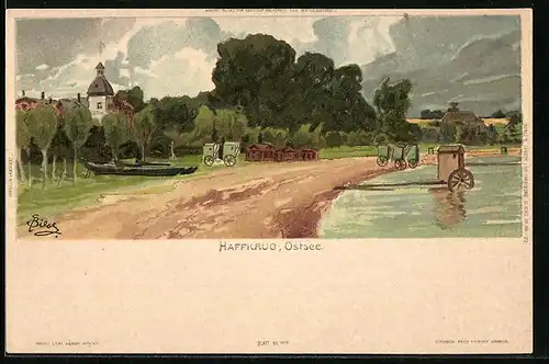 Künstler-AK Carl Biese: Haffkrug, Partie an der Ostsee