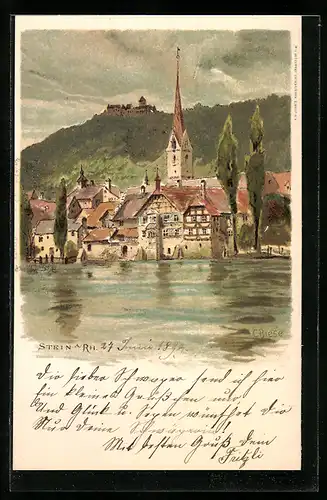 Künstler-AK Carl Biese: Stein a. Rh., Panorama