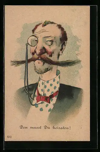 Künstler-AK Den musst du heiraten!, Scherzkarte