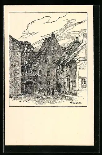 Künstler-AK Otto Ubbelohde: Hameln, Partie im Redenhof