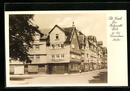 AK Kassel, Partie am Holzmarkt und Blick in die Waisenhausstrasse