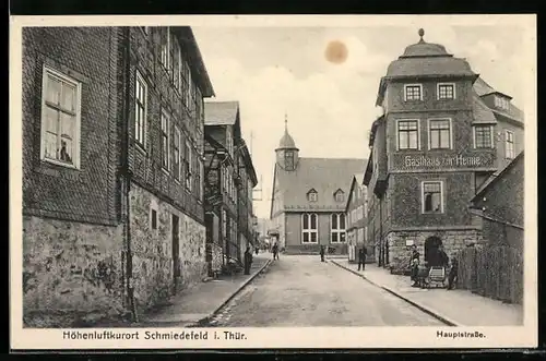 AK Schmiedefeld i. Thür., Hauptstrasse mit Gasthaus zur Henne