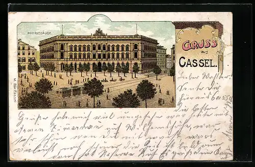 Lithographie Kassel Postgebäude