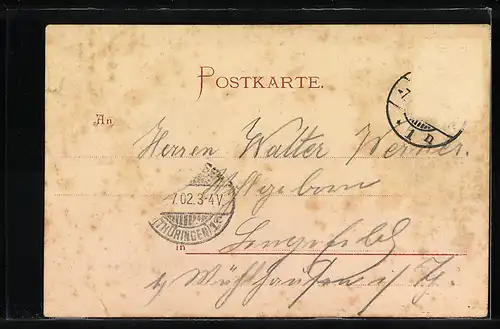 Lithographie Kassel Postgebäude