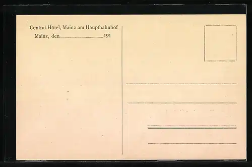 AK Mainz, Central-Hotel, Totalansicht