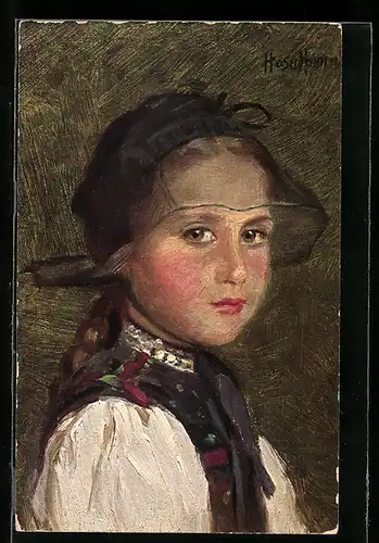 Künstler-AK Wilhelm Hasemann: Kleines Mädchen in Tracht