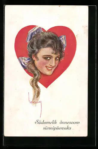 Künstler-AK Luis Usabal: Junge Frau im Herz