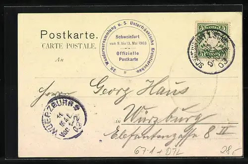 AK Schweinfurt, 39. Wanderversammlung Bayer. Landwirte und 3, Unterfränkische Kreistierschau 1903, SKH Prinz Ludwig