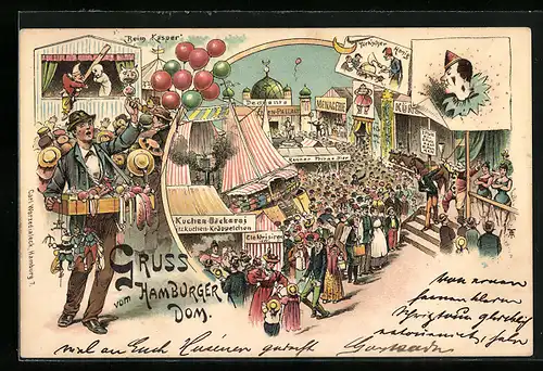 Lithographie Hamburg-St. Pauli, Volksfest Hamburger Dom