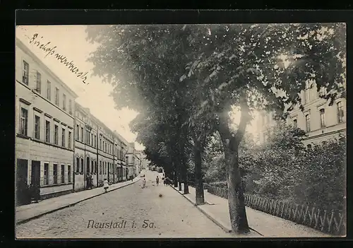 AK Neustadt i. Sa., Strassenpartie mit Kindern