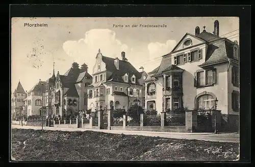 AK Pforzheim, Partie an der Friedensstrasse