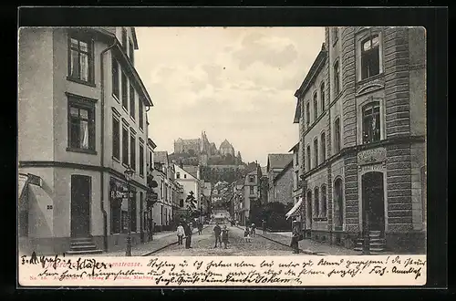 AK Marburg, Kasernenstrasse bei der Fleischerei Ludolf Peter