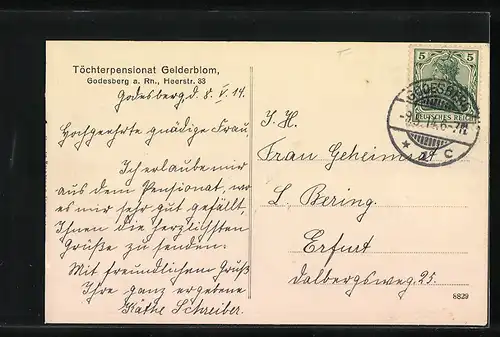 AK Godesberg a. Rh., Töchterpensionat Gelderblom