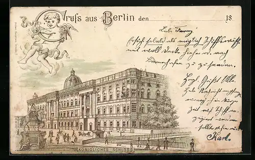 Lithographie Berlin, Königliches Schloss, Engelchen