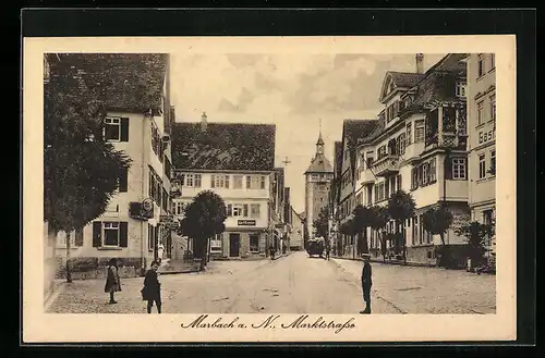 AK Marbach a. N., Blick in die Marktstrasse
