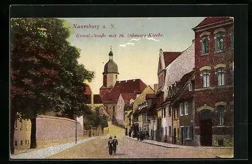 AK Naumburg, Kanal-Strasse mit St. Othmars-Kirche