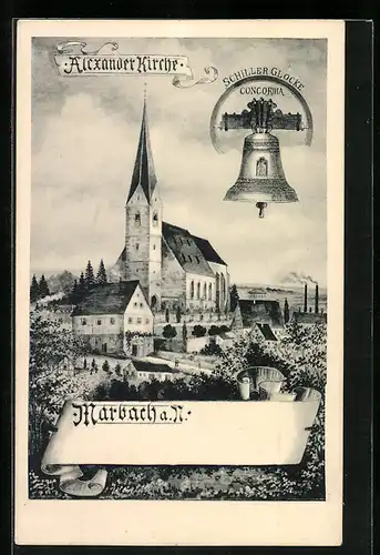 AK Marbach a. N., Ansicht von der Alexander Kirche