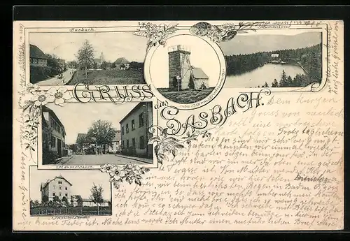 AK Sasbach, Hauptstrasse, Institut Lender, Hornisgrindeturm