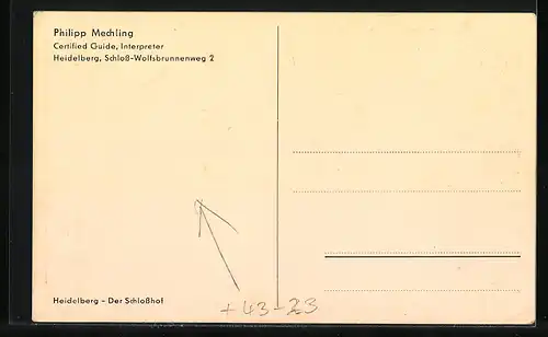 AK Heidelberg, Schloss Wolfsbrunnenweg 2, Der Schlosshof, Philipp Mechling