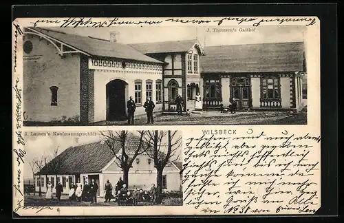 AK Wilsbeck, Gasthof J. Thomsen, J. Lausen`s Kaufmannsgeschäft