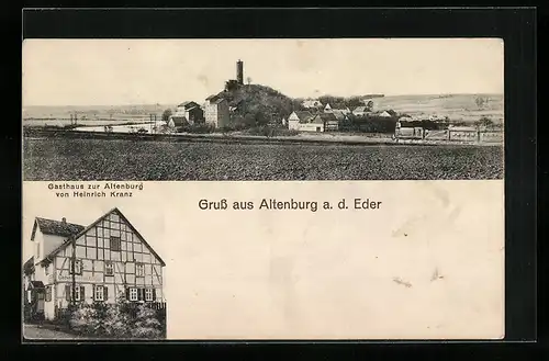 AK Altenburg a. d. Eder, Gasthaus zur Altenburg, Ortsansicht