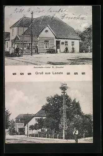AK Leeste, Bahnhofs-Hotel D. Drucker