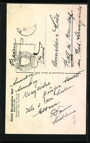 AK Bonn a. Rh., Hotel Bergischer Hof, Münsterplatz 23 und 24