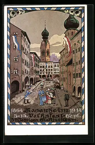 AK Rosenheim, Festpostkarte 50 jähr. Stadtjubiläum 1914