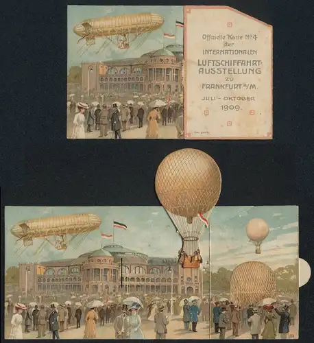 Mechanische-AK Frankfurt a.M., Internationale Luftschiffahrt-Ausstellung 1909, Aufsteigender Ballon