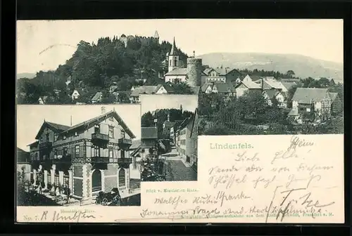 AK Lindenfels, Hessisches Haus, Blick v. Hessischen Haus