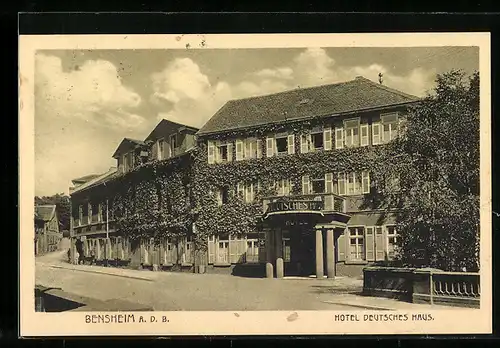 AK Bensheim, Hotel Deutsches Haus v. J. Müller, Rodensteiner Strasse