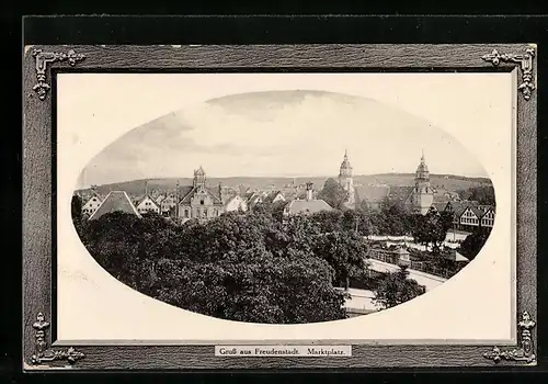 AK Freudenstadt, Panorama mit Marktplatz