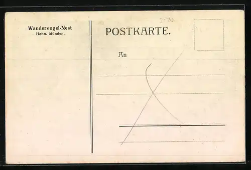 Künstler-AK Hann Münden, Blick zum Wandervogelnest
