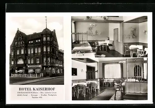AK Oberlahnstein /Rhein, Hotel Kaiserhof, Bes. Johann Lauer, Hochstr. 7, Innenansichten