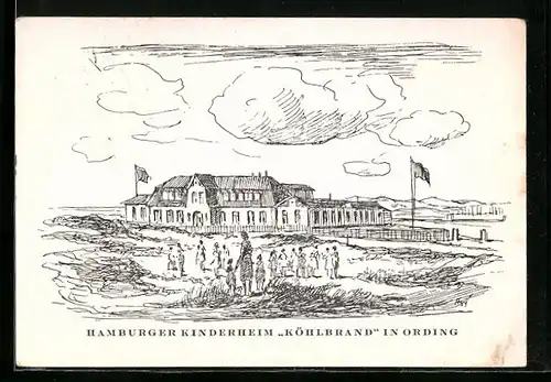 Künstler-AK Ording, Hamburger Kinderheim Köhlbrand